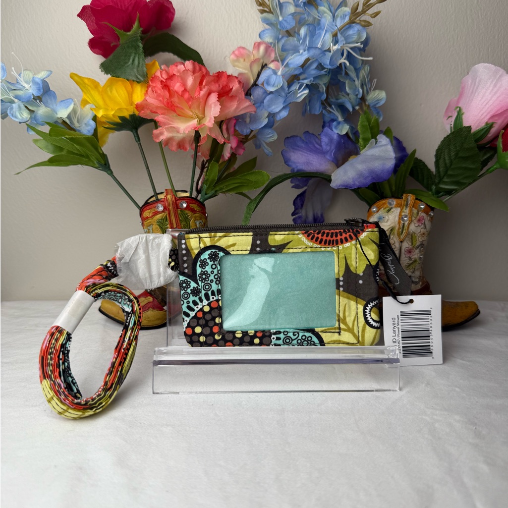 Nwt Vera Bradley Zip Id & Lanyard Flower Shower ~ Retired Pattern